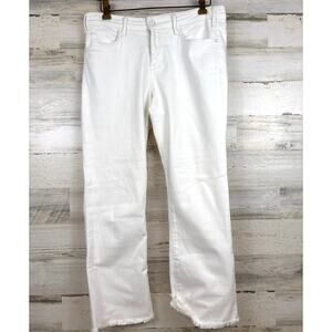 Anthropologie Pilcro Womens 32 White Mid Rise Straight Ankle Jeans Fray Hem